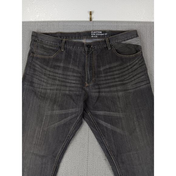 Sean John Clayton Jeans Mens 41X32 Charcoal Fade Slim Straight Fit Flaps Street - Picture 3 of 13